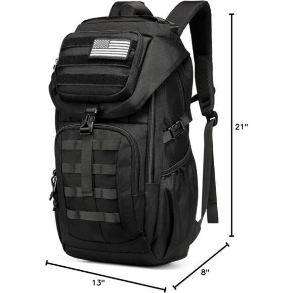 Tactical Backpack Molle Military Waterproof Hiking Camping Gear Black - Picture 2 of 7